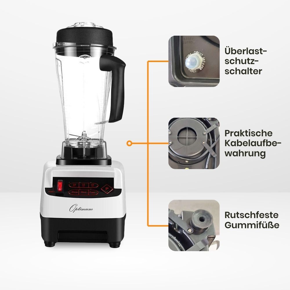optimum 9200A standmixer hochleistungsmixer blender kabelaufbewahrung, rutschfest
